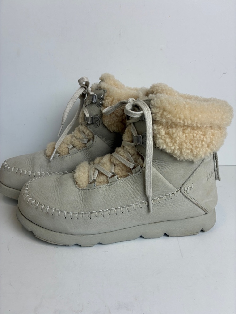 Manitobah Pacific Hiker Boots 9 Waterproof Grey Pumice Suede + Shearling Winter - Picture 7 of 16